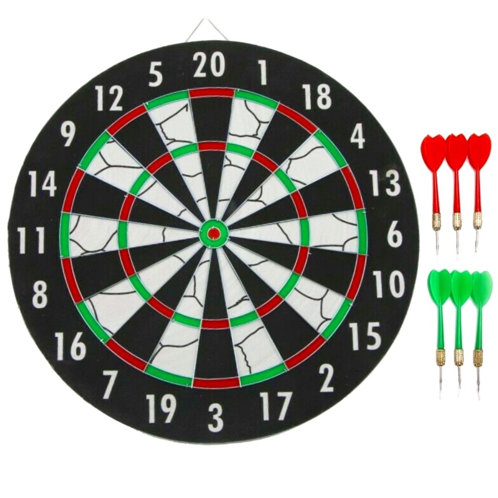 17" Dart Board Game 6 Arrows Family Fun